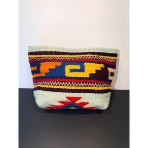 Manos Zapotecas Wool Handwoven Aztec Cosmetic Clutch Bag‎ Geometric Pouch Mexico